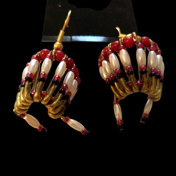 Pair of Native American style Earrings Headdress Hand made - Picture 7 of 10